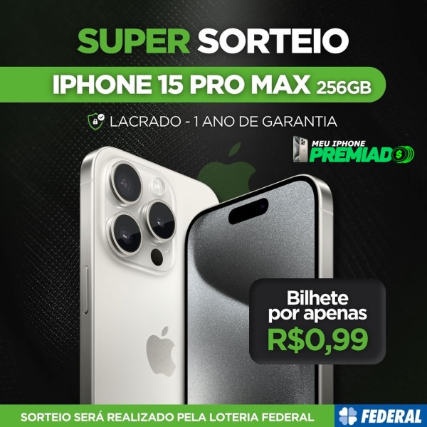 Sorteio iPhone 15 Pro Max 256GB – Participe Agora! 